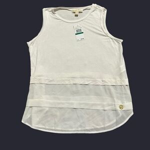 MICHAEL Michael Kors Cream Tank Top with Sheer Hem, Size Large, NWT